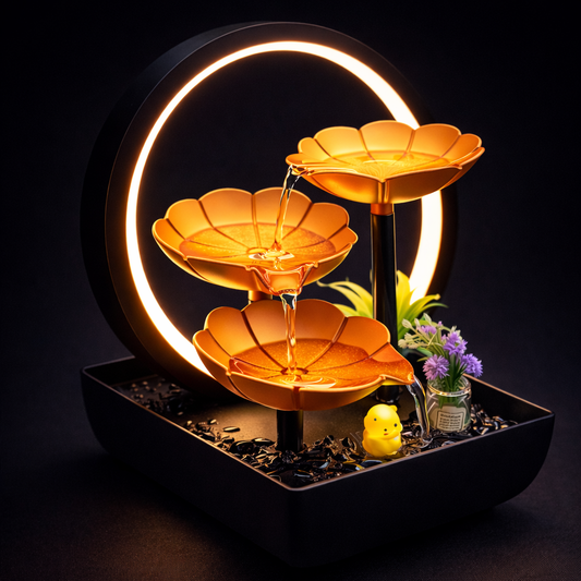 LED Water Fountain for Home Decor – Relaxing Tabletop Mini Fountain with Multicolor Lights
